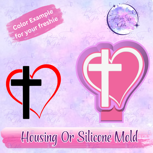 Heart and Cross Christian Faith Freshie Mold Housing or Silicone Mold