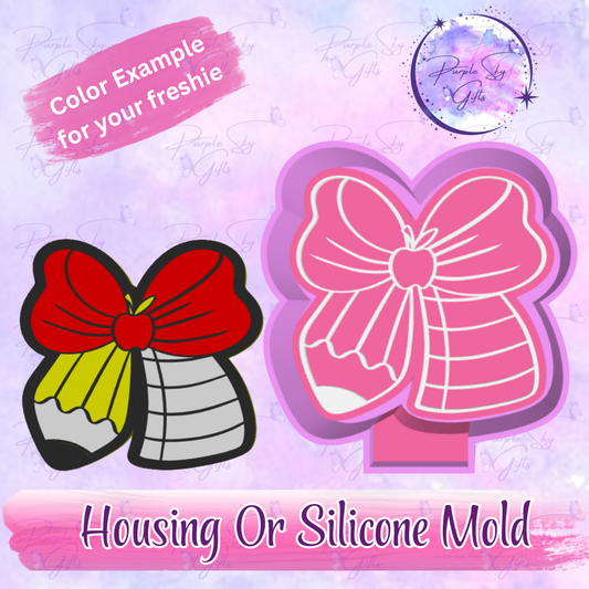 Teacher Apple Pencil Bow Freshie Mold Housing or Silicone Mold