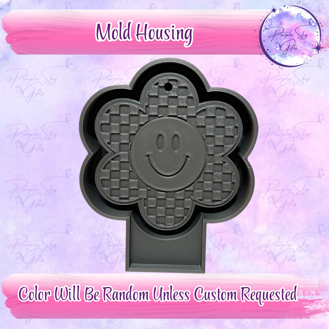 Checkered Print Flower Mold Housing or Silicone Mold