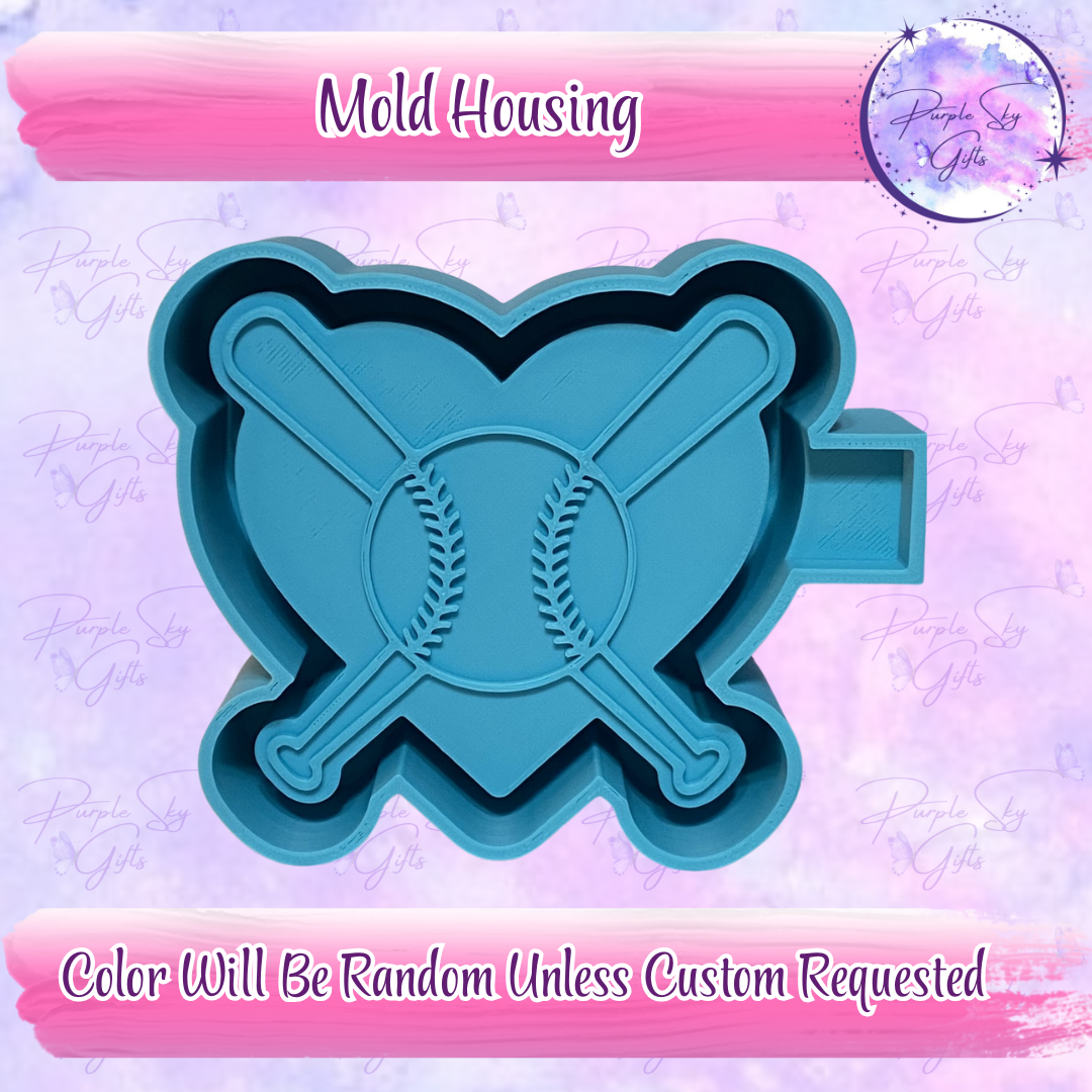 Baseball Heart with Bats Freshie Housing or Silicone Mold