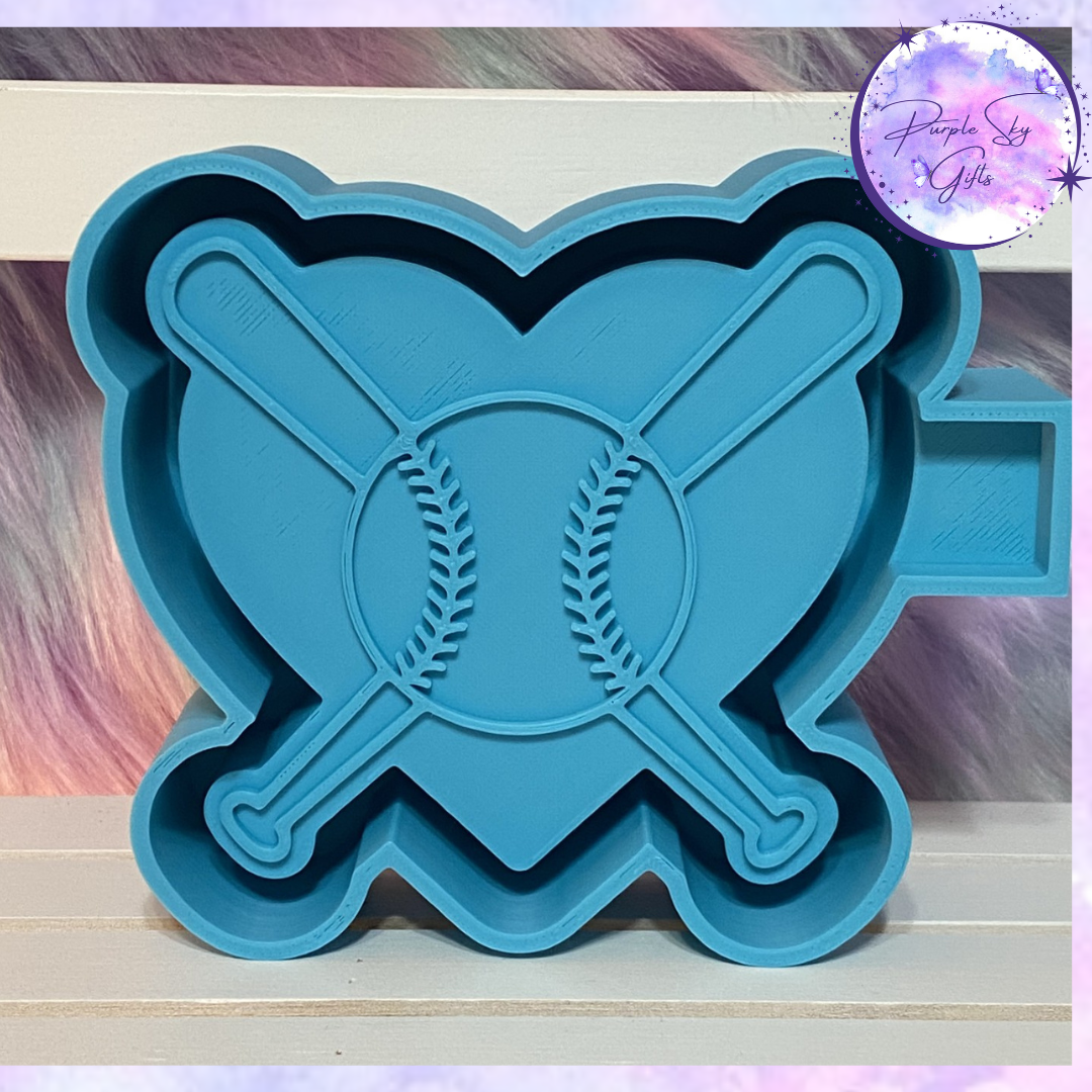 Baseball Heart with Bats Freshie Housing or Silicone Mold