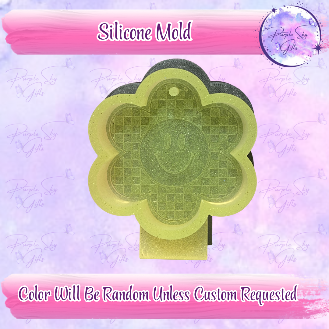Checkered Print Flower Mold Housing or Silicone Mold