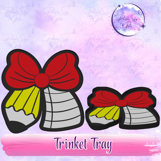 Teacher Round Pencil Bow Trinket Tray