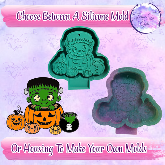Pumpkin Patch Frankenstein Baby Frankie Freshie Mold Housing or Silicone Mold
