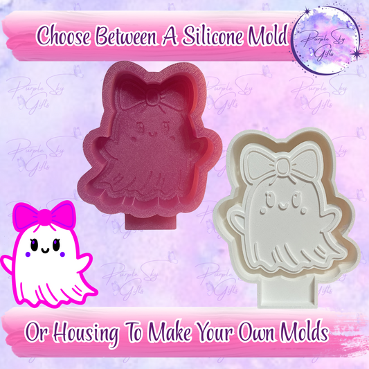 Ghosty with Bow Freshie Mold Housing or Silicone Mold