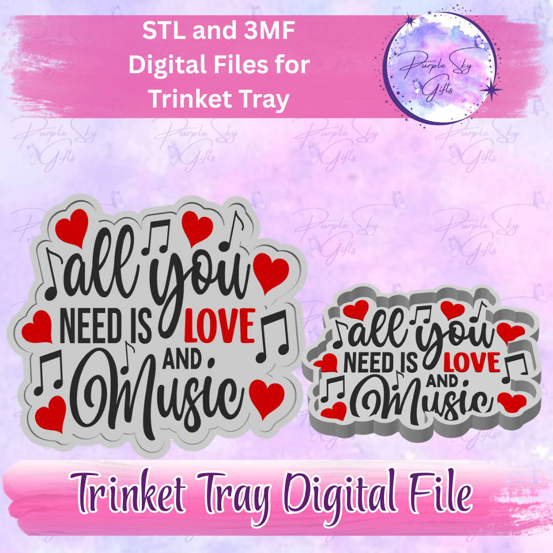 All You Need Is Love And Music Trinket Tray Digital STL and 3MF Files