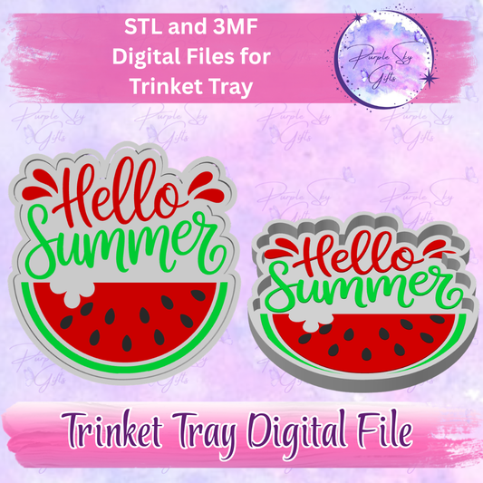 Hello Summer Watermelon Trinket Tray Digital STL and 3MF Files