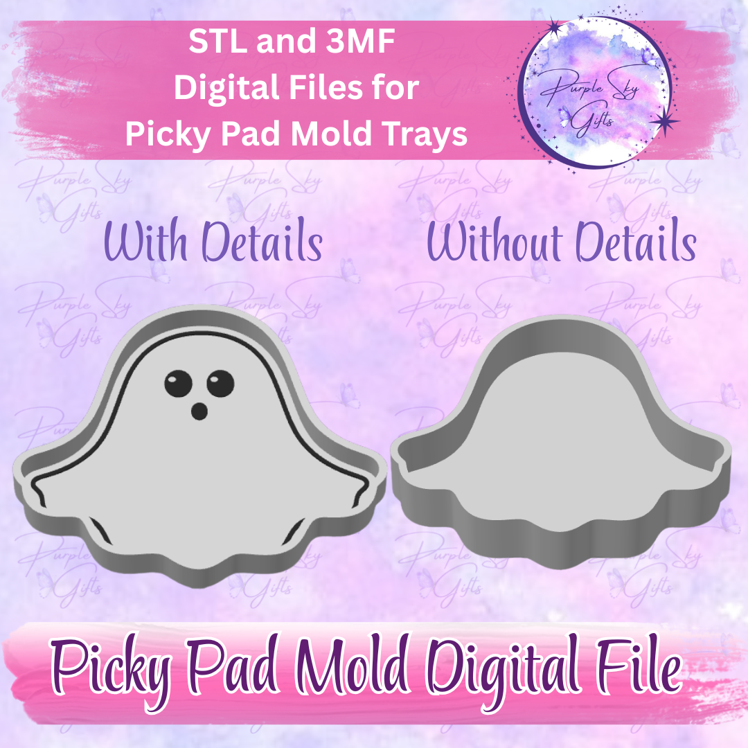 Ghost Picky Pad Mold Tray - With or Without Image STL and 3MF DIGITAL Files