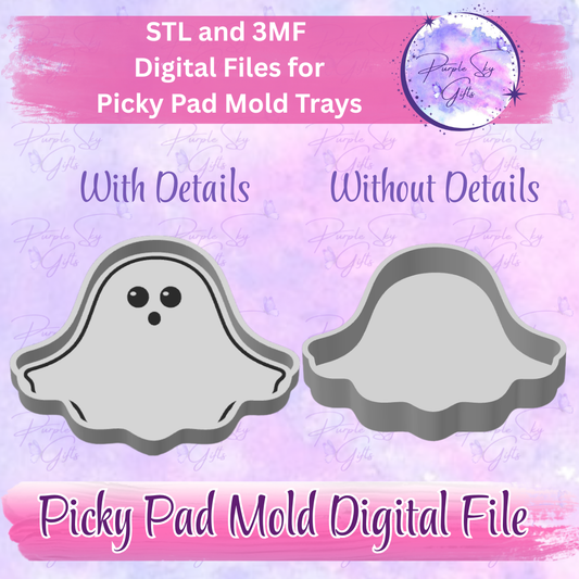 Ghost Picky Pad Mold Tray - With or Without Image STL and 3MF DIGITAL Files