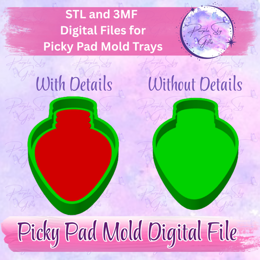 Christmas Lightbulb Picky Pad Mold Tray - STL and 3MF DIGITAL Files