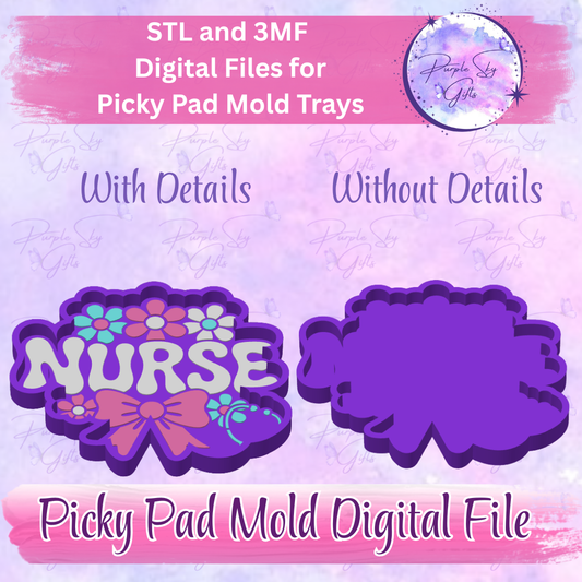 Floral Nurse Picky Pad Mold Tray - STL and 3MF DIGITAL Files