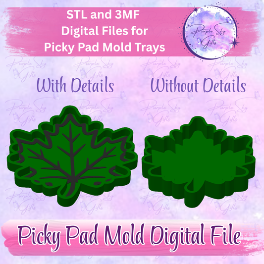 Fall Leaf Picky Pad Mold Tray - With or Without Image STL and 3MF DIGITAL Files