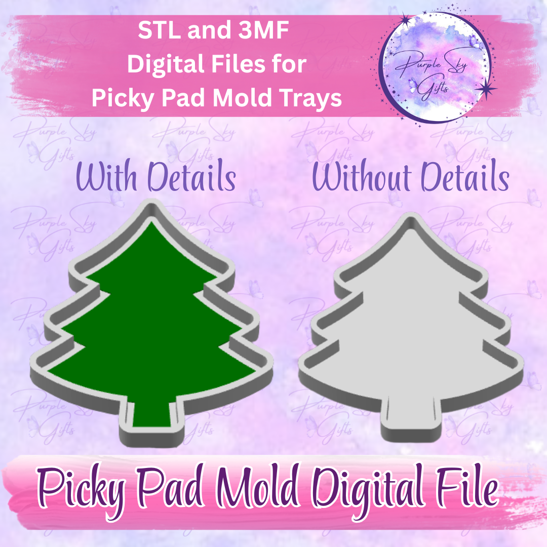 Traditional Pine Christmas Tree Picky Pad Mold Tray - STL and 3MF DIGITAL Files