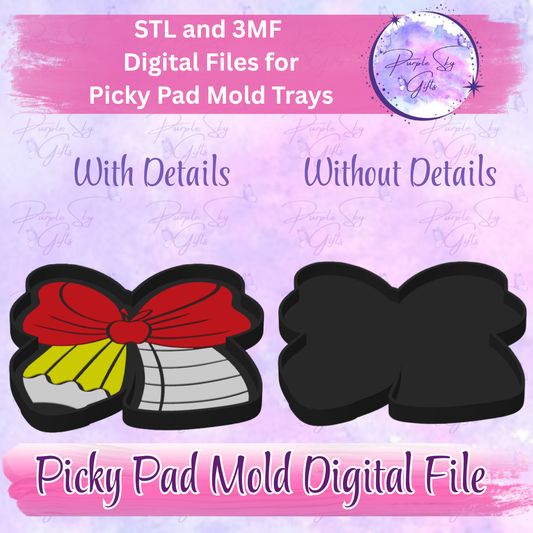 Teacher Apple Pencil Bow Picky Pad Mold Tray - With or Without Image STL and 3MF DIGITAL Files