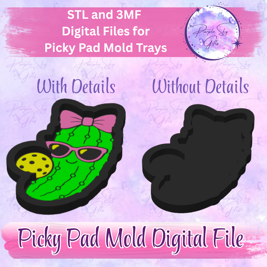Pickleball Pickle Girl Picky Pad Mold Tray - STL and 3MF DIGITAL Files