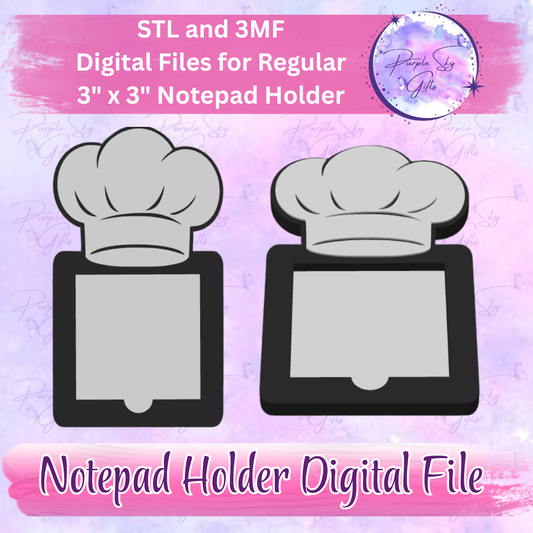 Chef's Hat Notepad Holder Digital STL and 3MF Files