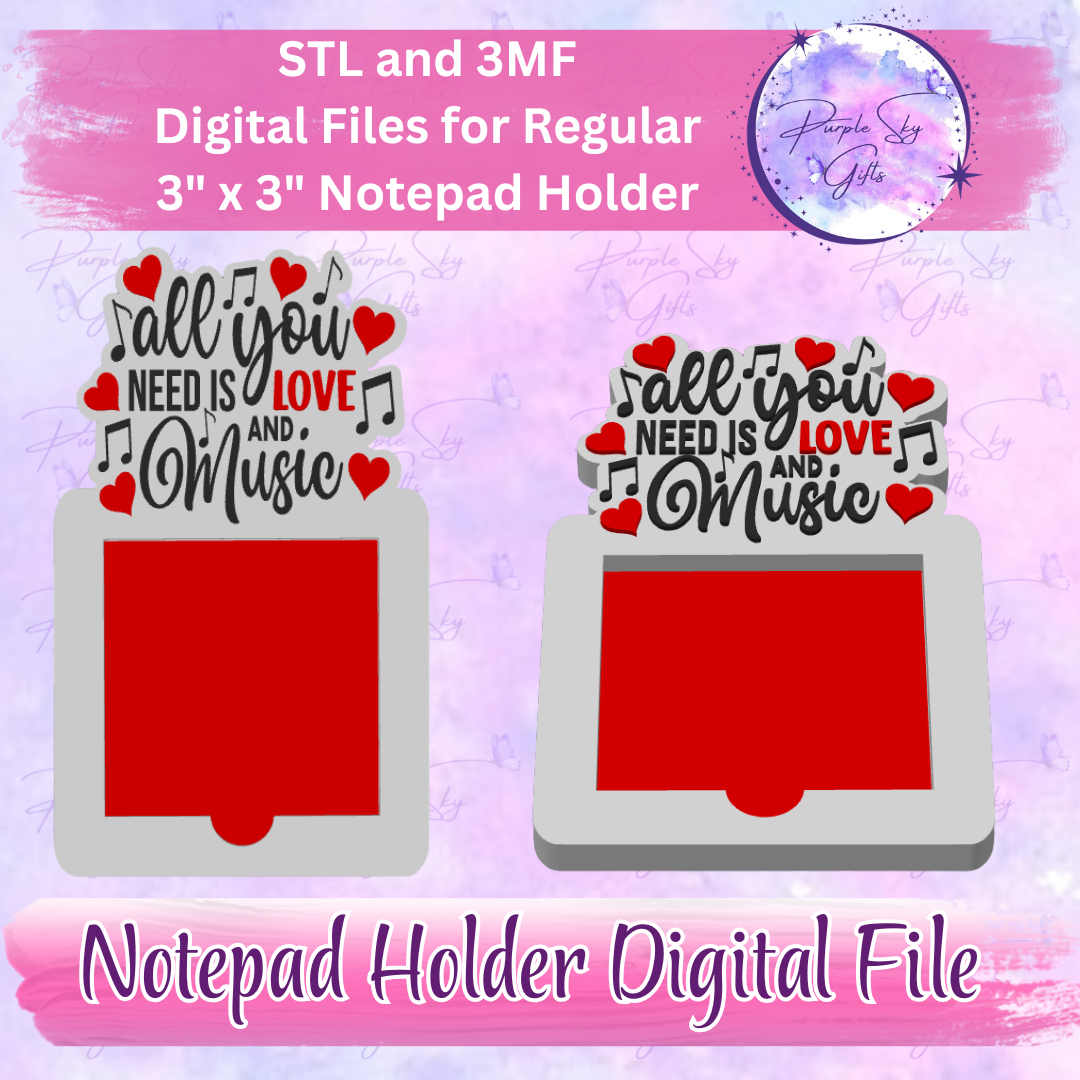 All You Need Is Love And Music Notepad Holder Digital STL and 3MF Files