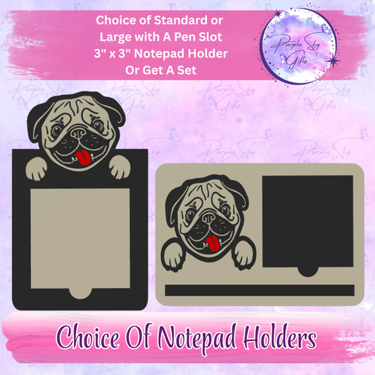 Peeking Pug 3"x3" Sticky/Tear Away Notes Notepad Holders