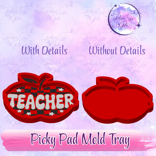 Checkered Print Teacher Apple - Picky Pad Mold Tray
