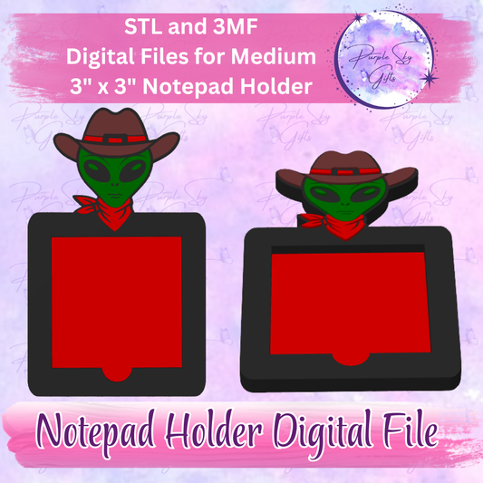 Alien Cowboy Notepad Holder Digital STL and 3MF Files