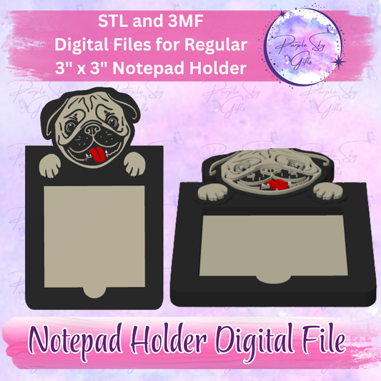 Peeking Pug Notepad Holder Digital STL and 3MF Files