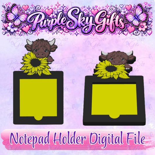 Sunflower Cow Notepad Holder Digital STL and 3MF Files