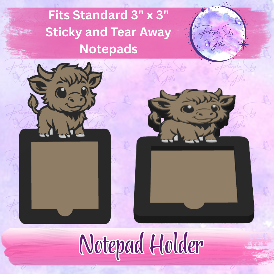 Baby Highland Cow 3"x3" Sticky/Tear Away Notes Notepad Holders