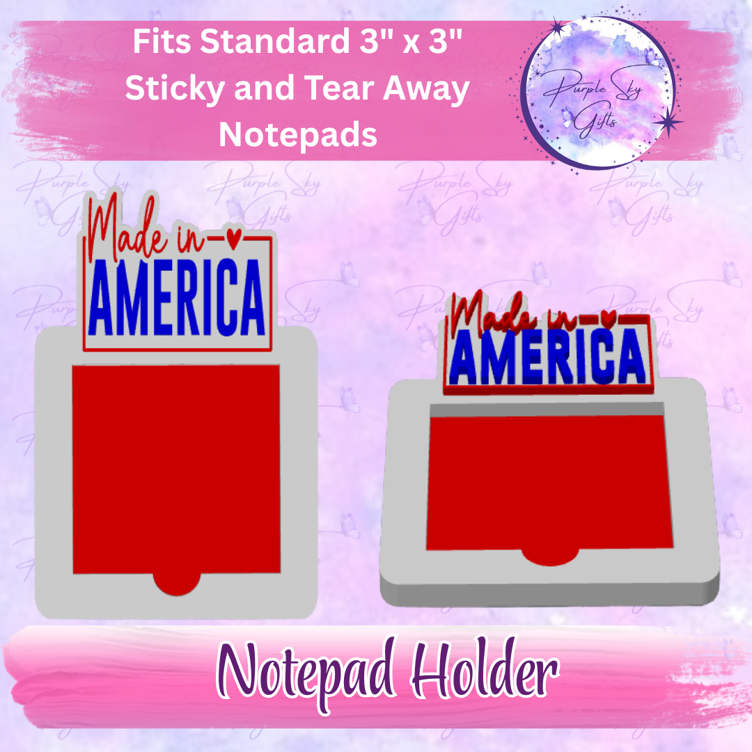 Made In America 3"x3" Sticky/Tear Away Notes Notepad Holders