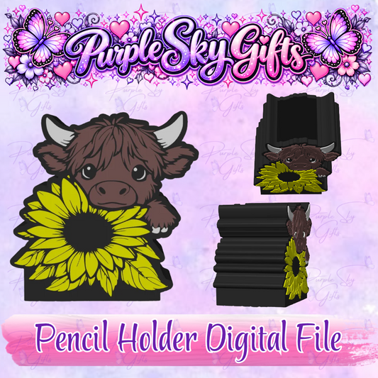 Sunflower Cow STL and 3MF DIGITAL FILES For Desk Pencil Holder