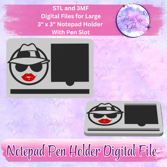 Lowrider Chola Woman Notepad Holder Digital STL and 3MF Files - Large Design With Pen Holder