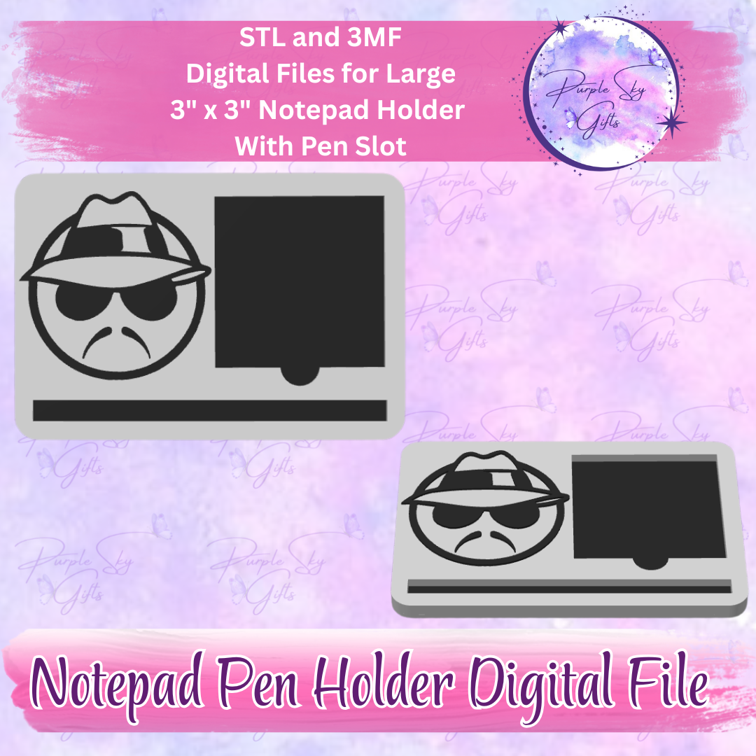 Lowrider Cholo Man Notepad Holder Digital STL and 3MF Files - Large Design With Pen Holder