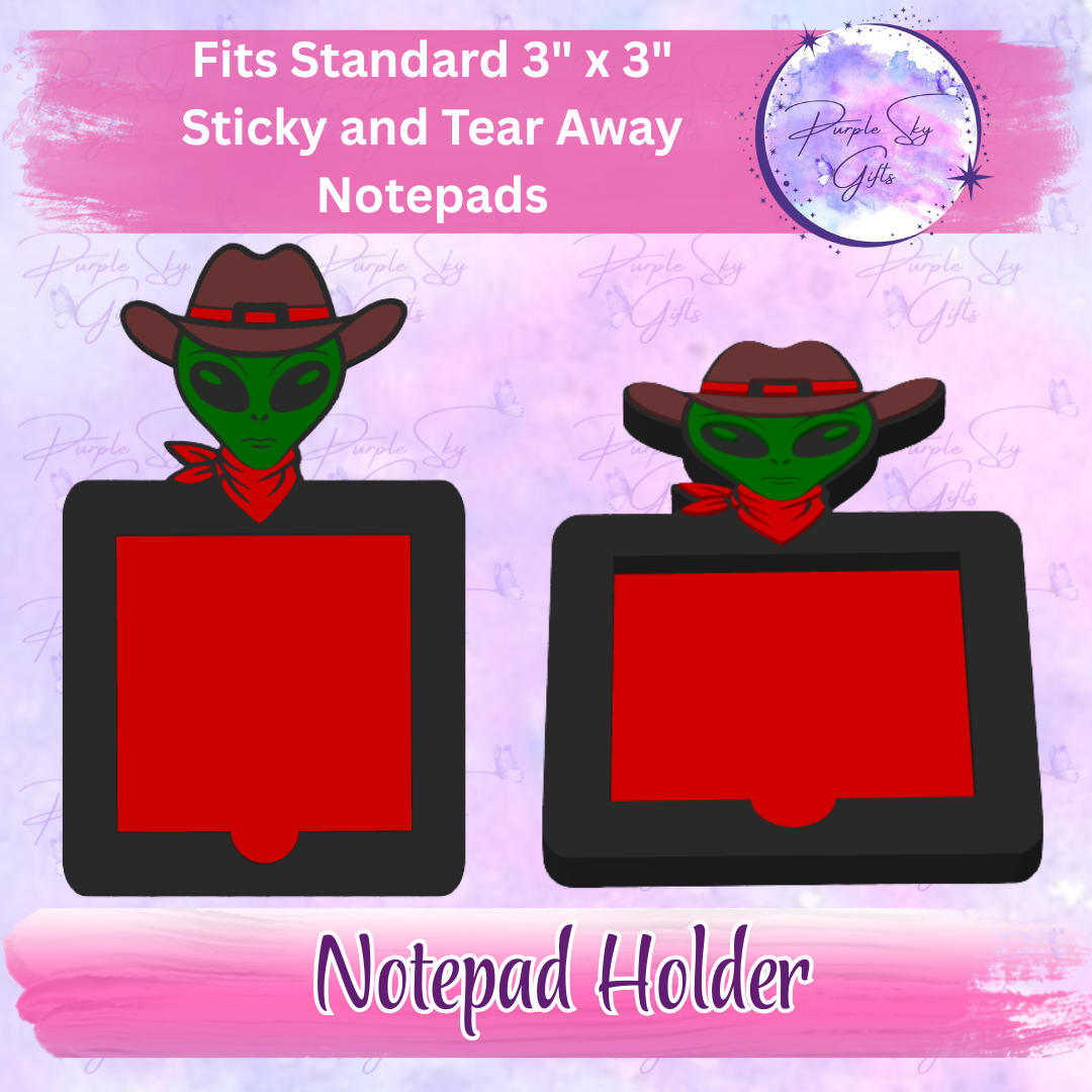 Alien Cowboy 3"x3" Sticky/Tear Away Notes Notepad Holders