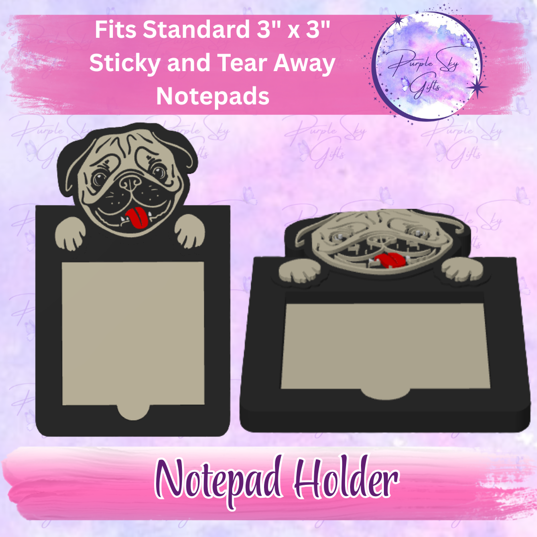 Peeking Pug 3"x3" Sticky/Tear Away Notes Notepad Holders
