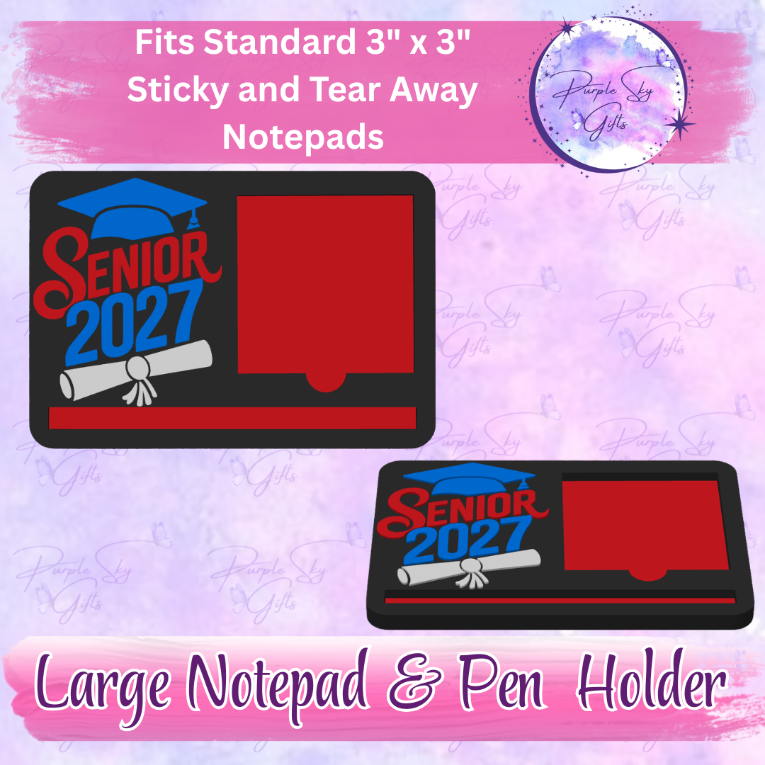 Senior 2027 Cap and Diploma 3"x3" Sticky/Tear Away Notes Notepad Holders