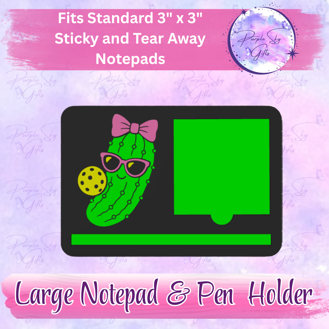 Pickleball Pickle Girl 3"x3" Sticky/Tear Away Notes Notepad Holders