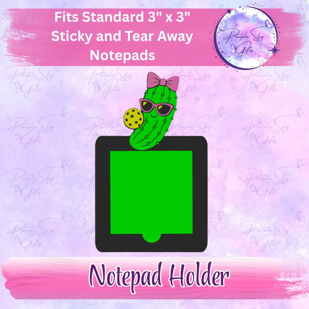 Pickleball Pickle Girl 3"x3" Sticky/Tear Away Notes Notepad Holders