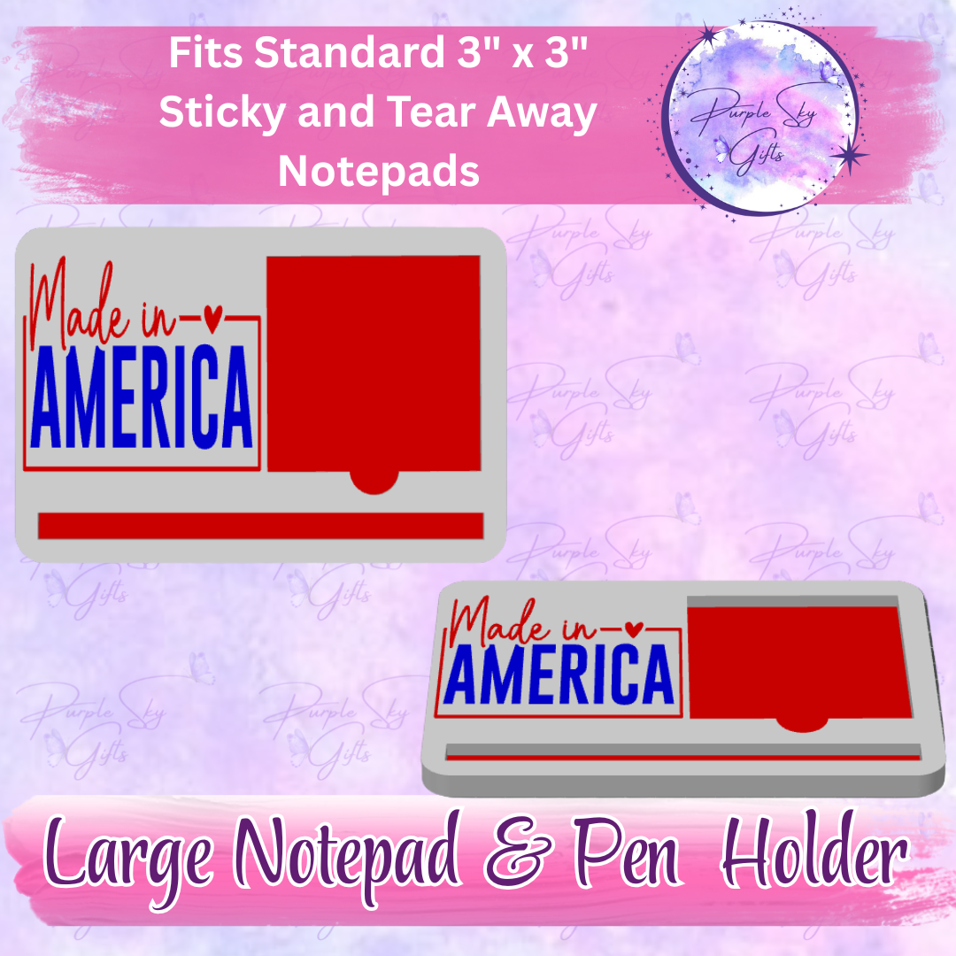 Made In America 3"x3" Sticky/Tear Away Notes Notepad Holders
