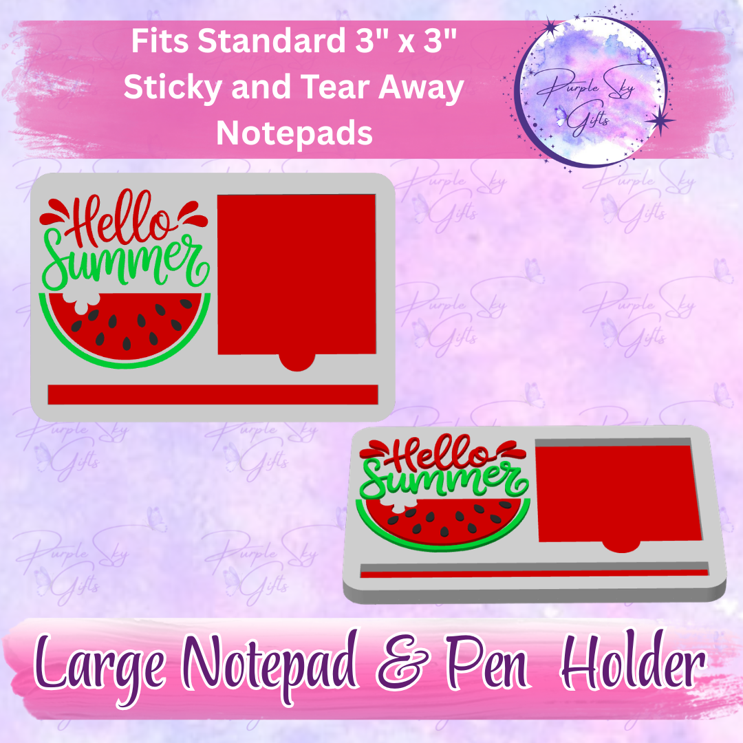 Hello Summer Watermelon 3"x3" Sticky/Tear Away Notes Notepad Holders