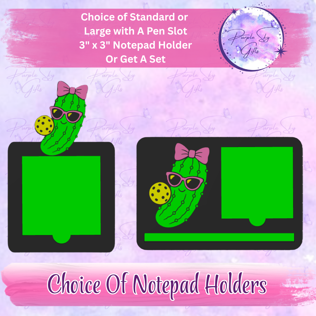 Pickleball Pickle Girl 3"x3" Sticky/Tear Away Notes Notepad Holders