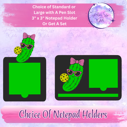 Pickleball Pickle Girl 3"x3" Sticky/Tear Away Notes Notepad Holders