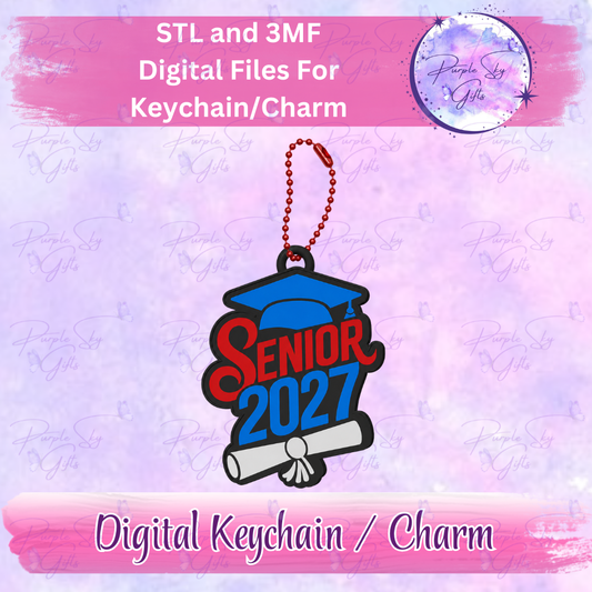 Senior 2027 Cap and Diploma Keychain/Charm STL and 3MF Files