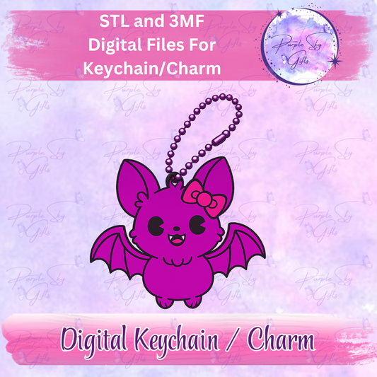 Cute Bat With Bow Keychain/Charm STL and 3MF Files