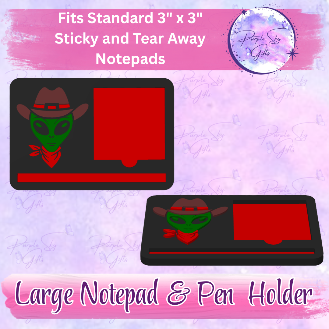 Alien Cowboy 3"x3" Sticky/Tear Away Notes Notepad Holders