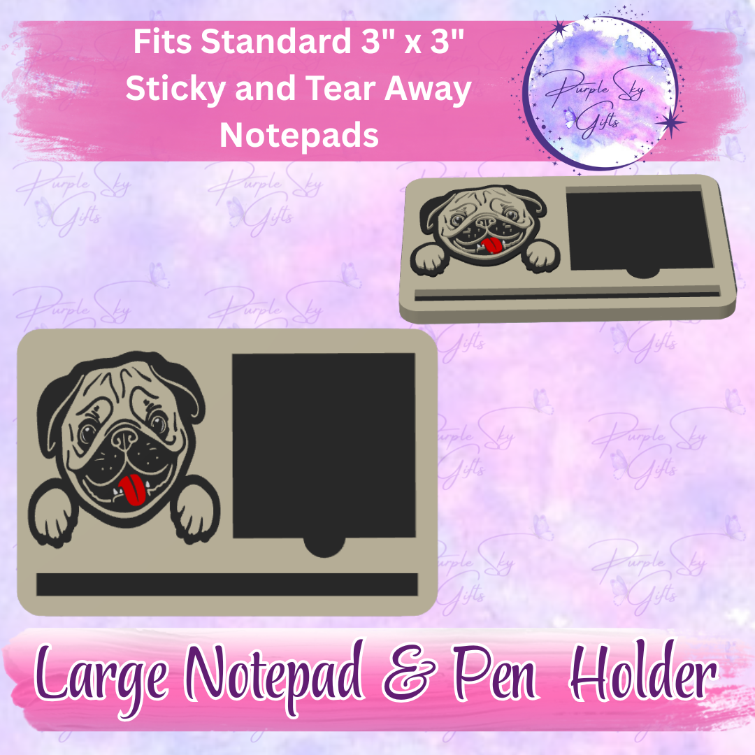 Peeking Pug 3"x3" Sticky/Tear Away Notes Notepad Holders