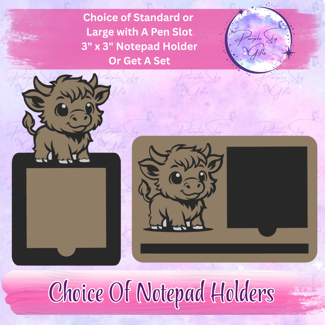 Baby Highland Cow 3"x3" Sticky/Tear Away Notes Notepad Holders