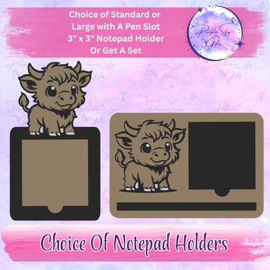 Baby Highland Cow 3"x3" Sticky/Tear Away Notes Notepad Holders