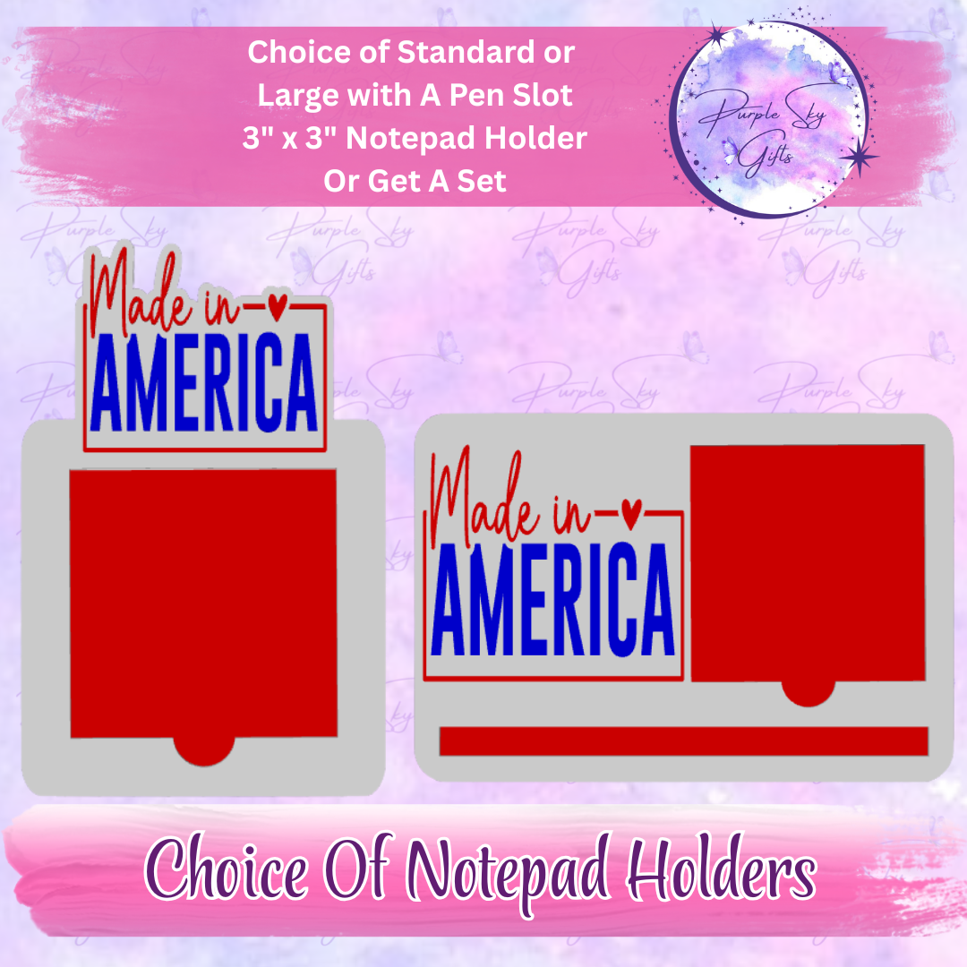 Made In America 3"x3" Sticky/Tear Away Notes Notepad Holders