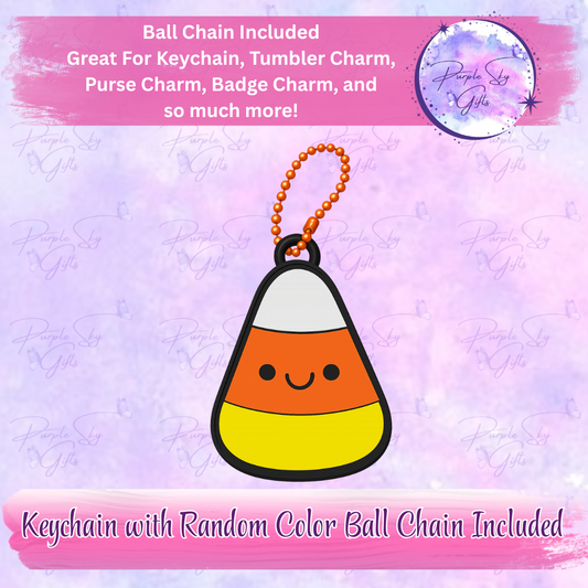 Happy Candy Corn Keychain with Random Colored Ball Chain