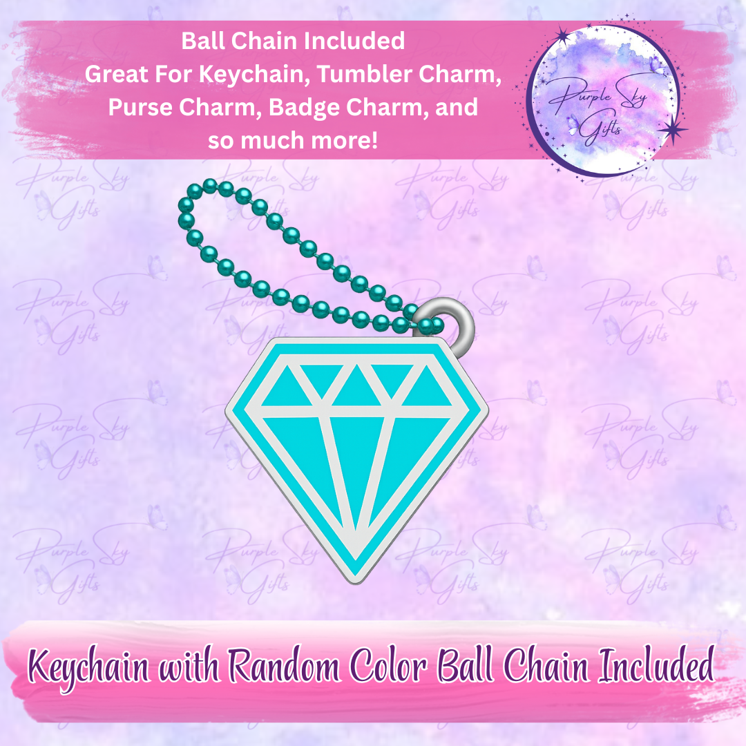 Diamond Keychain with Random Colored Ball Chain
