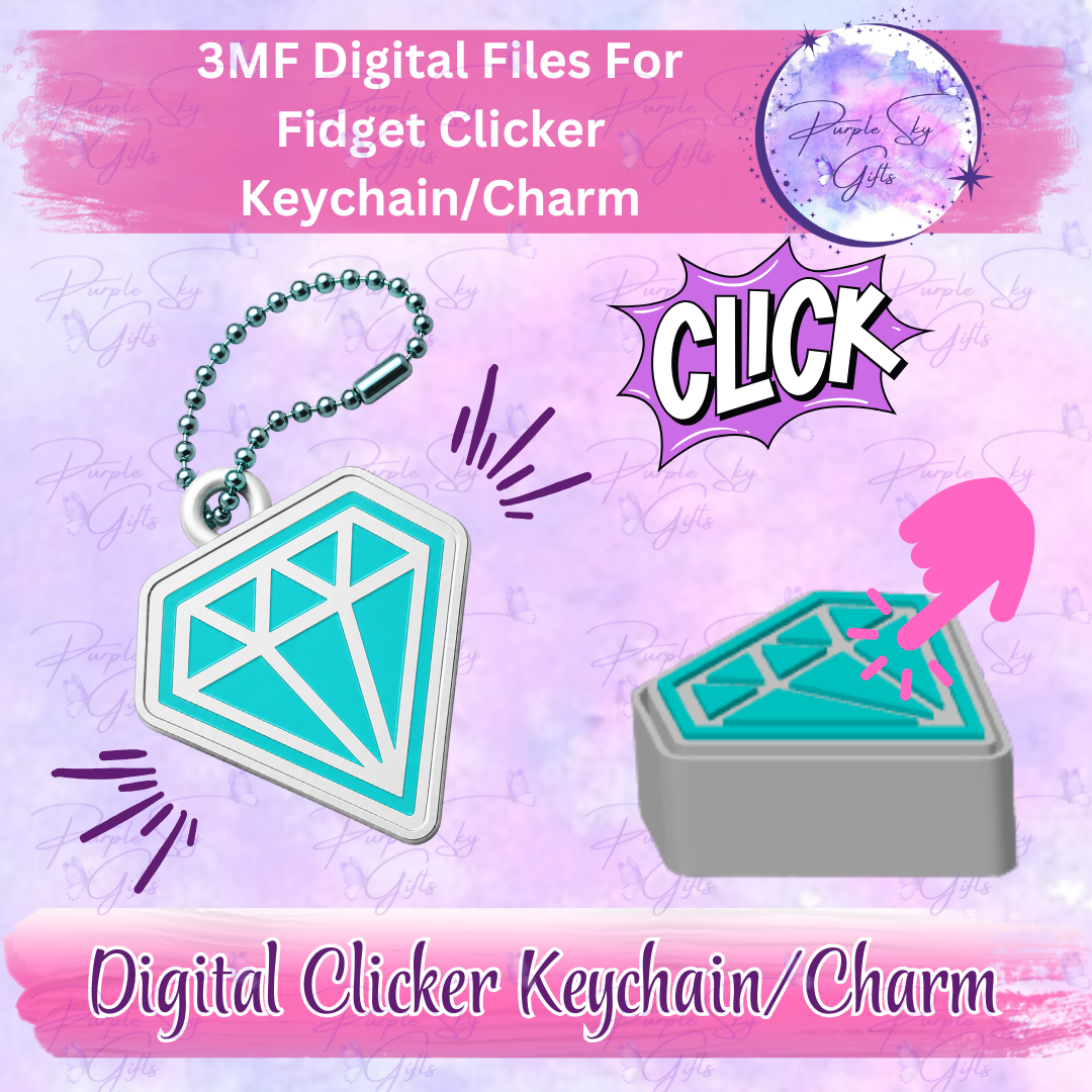 Diamond Fidget Keyboard Clicker Keychain/Charm and Desktop Version 3MF DIGITAL Files